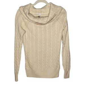 Lilly Pulitzer Angora Cashmere Wool Blend Cable Knit Cowl Neck Sweater Womens M
